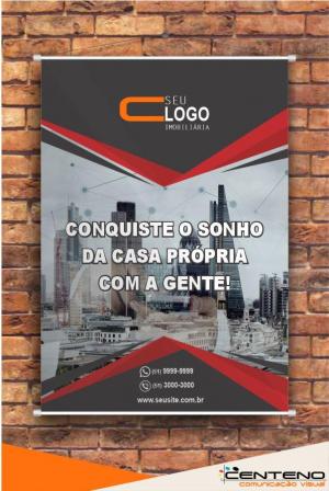 Banner  impressão digital Lona 100x70cm 4x0 - colorido frente  Bastão, Corda e ponteira 