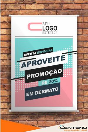 Banner impressão digital Lona 120cm x 80cm 4x0 - colorido frente  Bastão, Corda e ponteira 