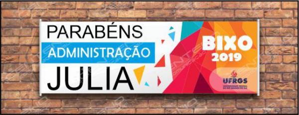 Faixa bixo vestibular administração 3 Lona Retangular 4x0 - colorido frente Impressão digital Bastão nas laterais 