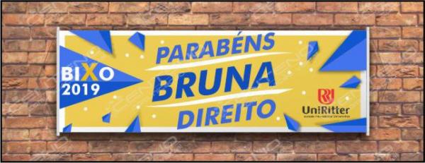 Faixa bixo vestibular direito 3 Lona Retangular 4x0 - colorido frente Impressão digital Bastão nas laterais 