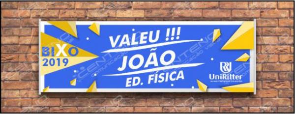 Faixa bixo vestibular Educação Fisica 2 Lona Retangular 4x0 - colorido frente Impressão digital Bastão nas laterais 