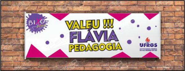 Faixa bixo vestibular Pedagogia 2 Lona Retangular 4x0 - colorido frente Impressão digital Bastão nas laterais 