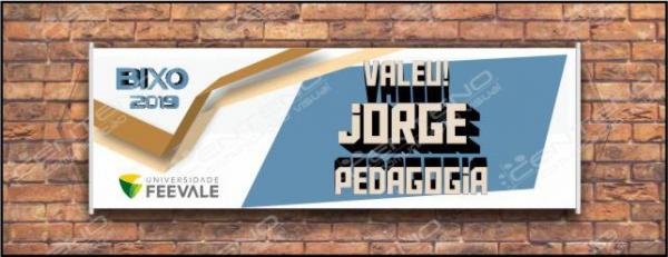 Faixa bixo vestibular Pedagogia 3 Lona Retangular 4x0 - colorido frente Impressão digital Bastão nas laterais 