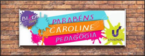 Faixa bixo vestibular Pedagogia 4 Lona Retangular 4x0 - colorido frente Impressão digital Bastão nas laterais 