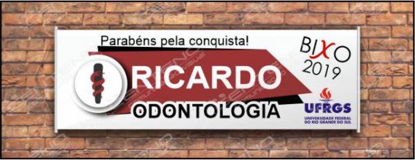 Faixa bixo vestibular Odonto 2 Lona Retangular 4x0 - colorido frente Impressão digital Bastão nas laterais 