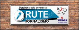 Faixa bixo vestibular Jornalismo 2 Lona Retangular 4x0 - colorido frente Impressão digital Bastão nas laterais 