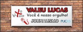 Faixa bixo vestibular Jornalismo Lona Retangular 4x0 - colorido frente Impressão digital Bastão nas laterais 