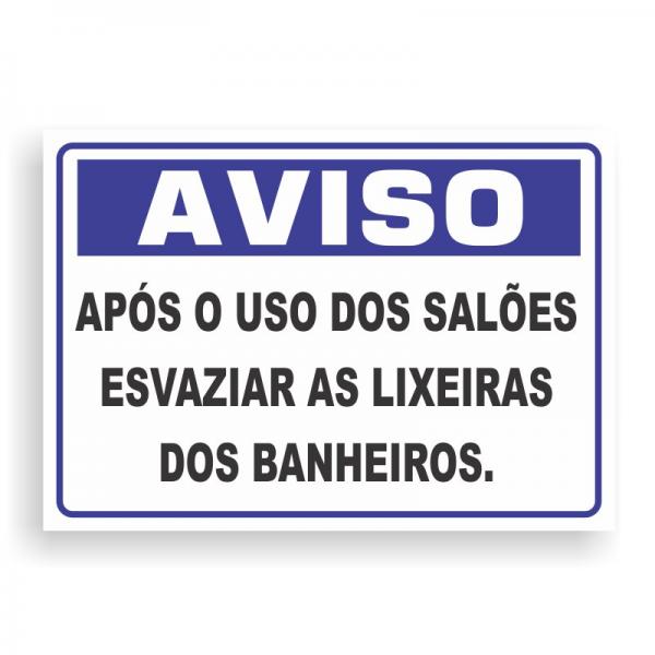 Placa de AVISO - LIXEIRAS PVC 2mm Retangular 25cm x 18cm / 35cm x 25cm / 50cm x 35cm 4x0 - colorido frente Impressão digital 4 furos ou fita dupla face verniz de proteção