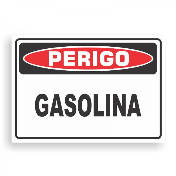 Placa de PERIGO - GASOLINA PVC 2mm Retangular 25cm x 18cm / 35cm x 25cm / 50cm x 35cm 4x0 - colorido frente Impressão digital 4 furos ou fita dupla face verniz de proteção