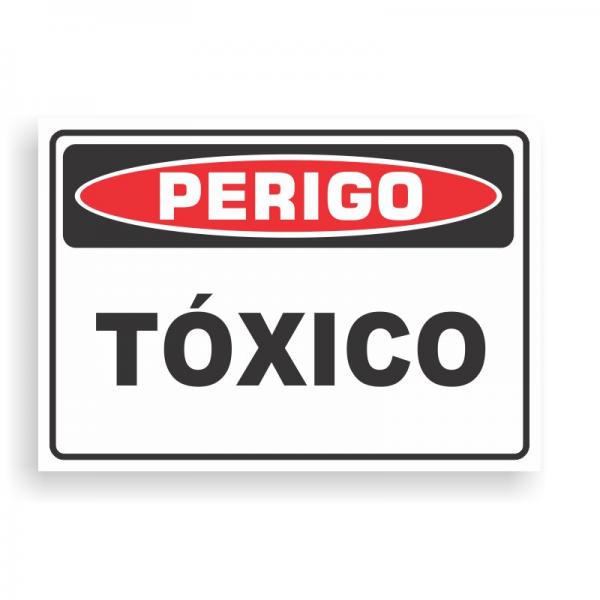 Placa de PERIGO - TÓXICO PVC 2mm Retangular 25cm x 18cm / 35cm x 25cm / 50cm x 35cm 4x0 - colorido frente Impressão digital 4 furos ou fita dupla face verniz de proteção