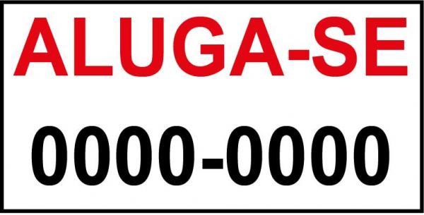 Placa de ALUGA-SE PVC 2mm Retangular - 50cm x 35cm 4x0 - colorido frente Impressão digital 4 furos ou fita dupla face 
