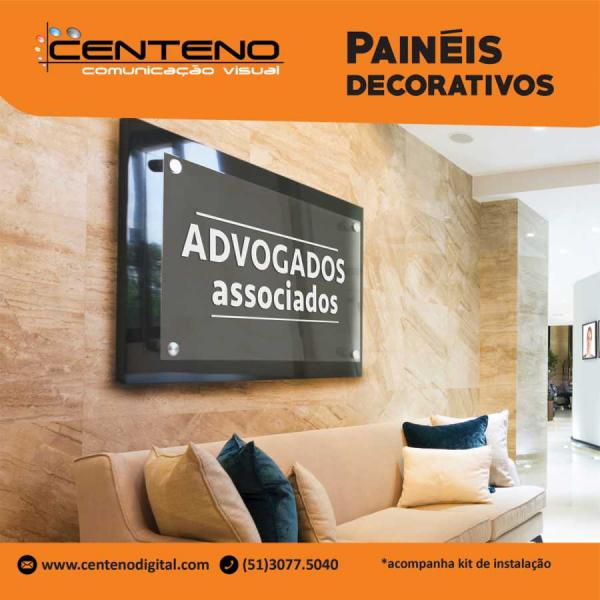 Placa para escritorio - LUXO Aluminio e Acrilico Personalizado 4x0 - colorido frente Impressão digital Prolongadores de aço inox 