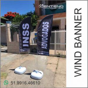 Wind Banner Tecido 250cm x 50cm 4x4 Impressão Digital Costura Base